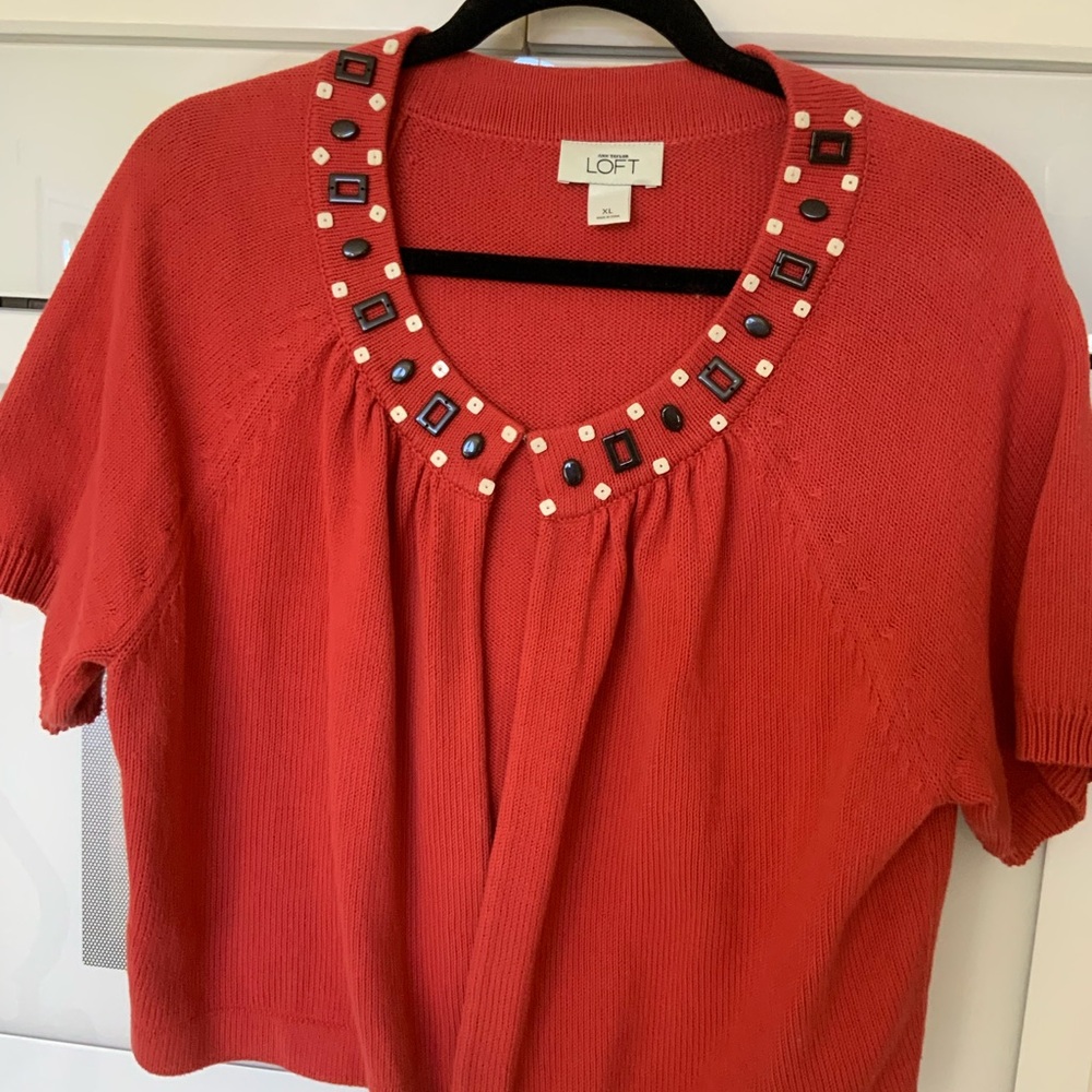 LOFT Red Embellished Women's sweater shrug